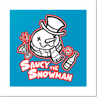 Saucy The Snowman - Frosty Humor - Red Outlined Version Posters and Art